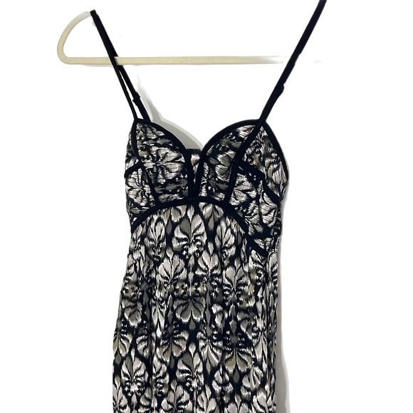 Xhilaration Leaf Print Pattern Spaghetti Strap Maxi Dress Black Size Xsmall - Picture 3 of 11